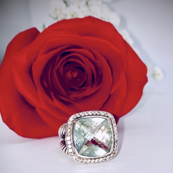 David Yurman Albion Ring with Prasiolite and Pave Diamonds - Picture 11 of 12